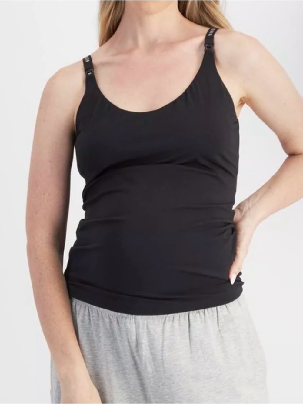 BONDS Black Nursing Tank Top with Clips